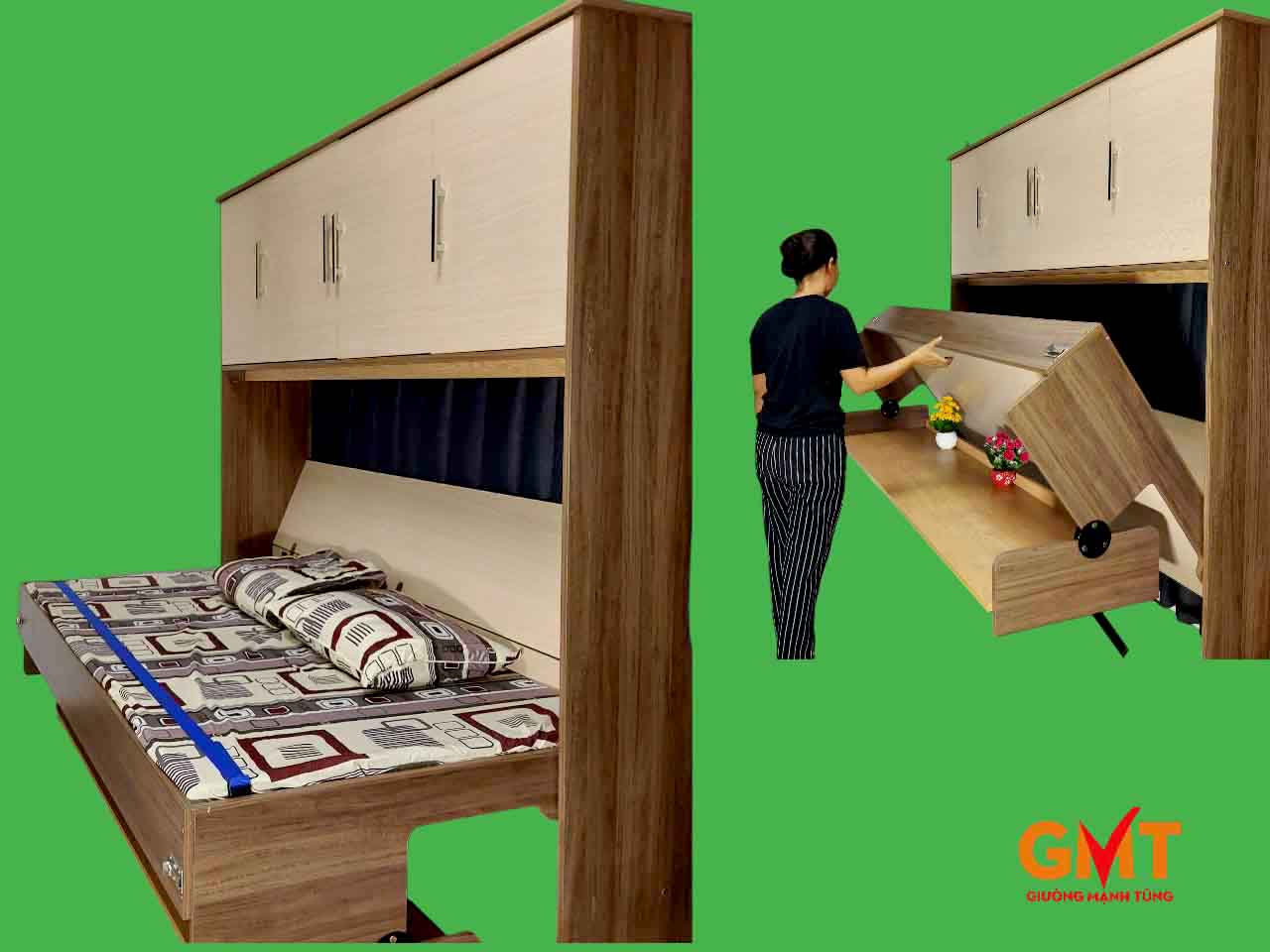 Giường gấp đa năng giải pháp tiết kiệm không gian ngôi nhà nhỏ 3 Giường gấp đa năng kết hợp bàn và tủ tiện ích cho nhà nhỏ - Nội thất thông minh Mạnh Tùng