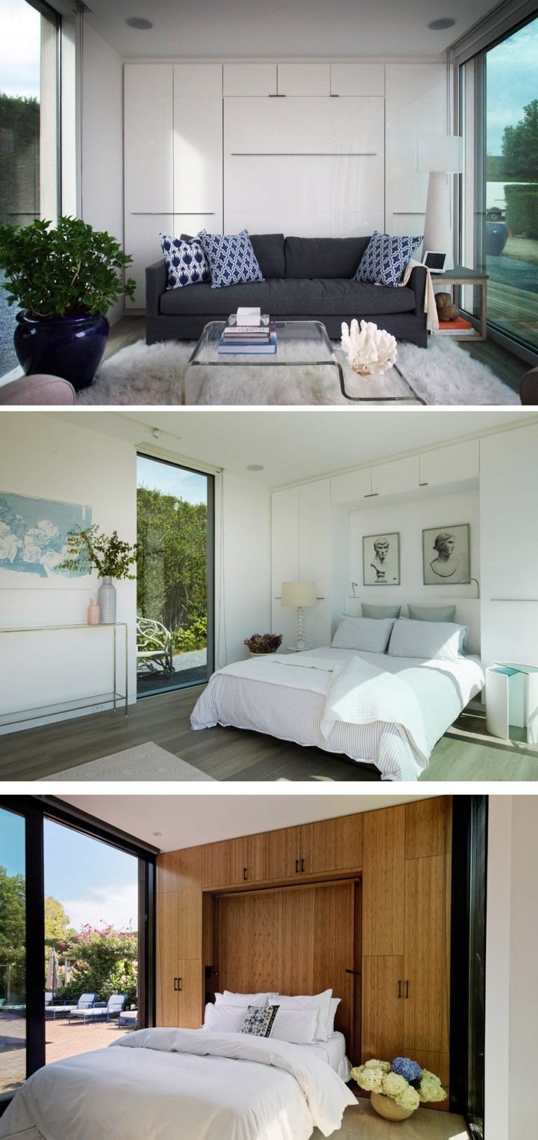 Các mẫu giường gấp tường thông minh hiện đại, thiết kế sang trọng giúp tiết kiệm không gian sống.