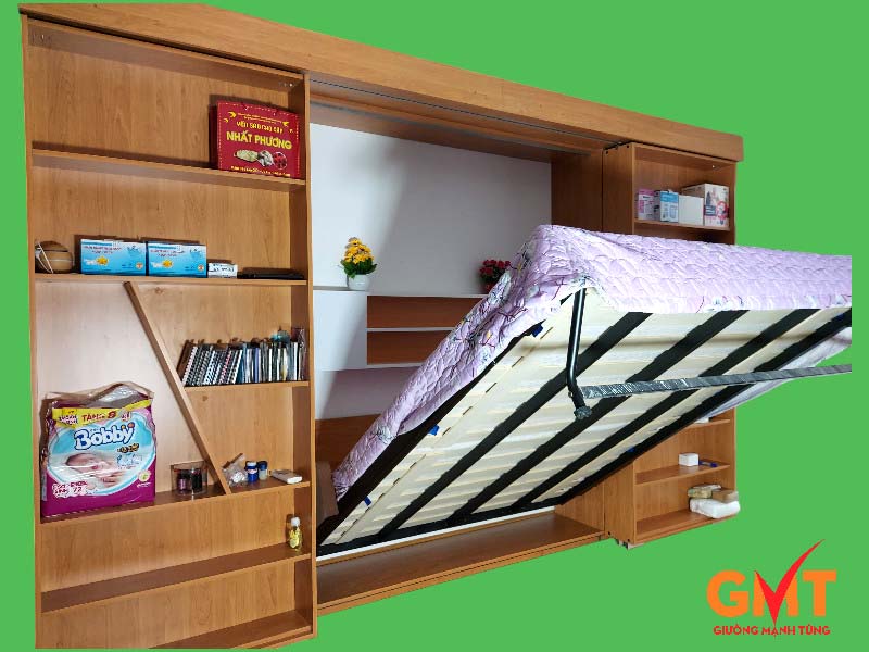 Giường gấp thông minh kết hợp tủ kệ – nội thất đa năng cho nhà nhỏ giúp tiết kiệm diện tích hiệu quả
