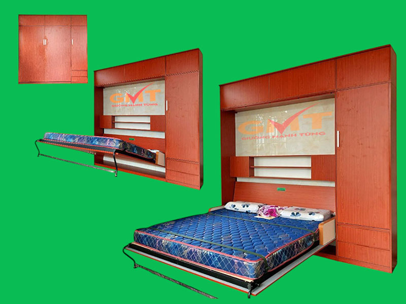 Giường gấp tường gỗ tự nhiên – nội thất đa năng cho nhà nhỏ giúp tiết kiệm diện tích và tăng tính thẩm mỹ.