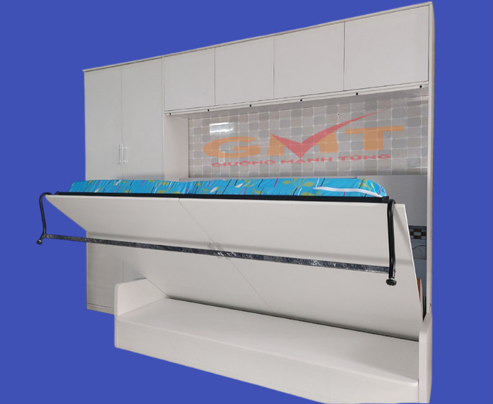 Giường gấp tường đa năng màu trắng – nội thất đa năng cho nhà nhỏ giúp tối ưu diện tích sống.