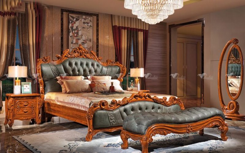 Giường tân cổ điển gỗ mun giúp không gian trang nhã hơn