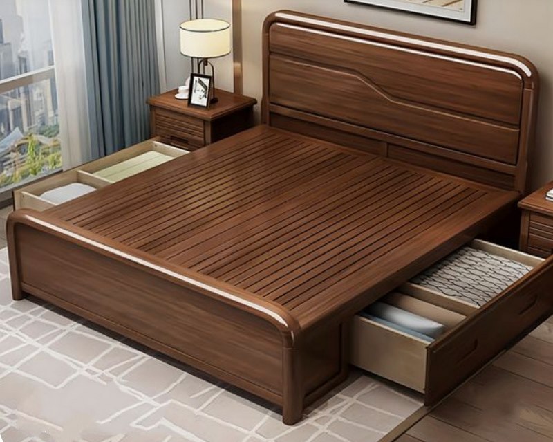 Mẫu giường tích hợp thêm ngăn kéo ở bên từ gỗ cực đẹp