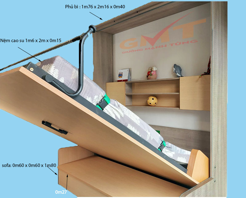 1 trong các loại giường gấp thông minh là Giường gấp thông minh kết hợp sofa hiện đại cho phòng khách nhỏ.