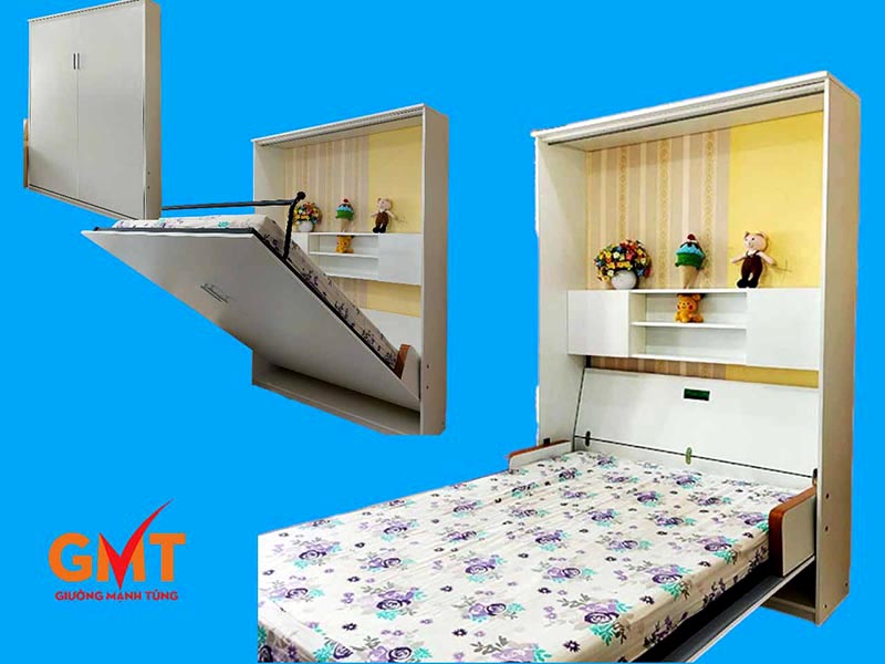 Giường gấp đa năng thiết kế hiện đại, có thể gấp gọn thành tủ khi không sử dụng, tiết kiệm diện tích tối ưu