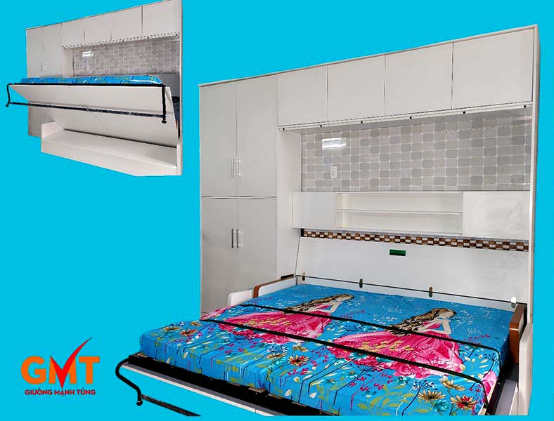 Giường gấp đa năng kết hợp sofa thông minh, tiết kiệm diện tích và mang lại không gian sống hiện đại.