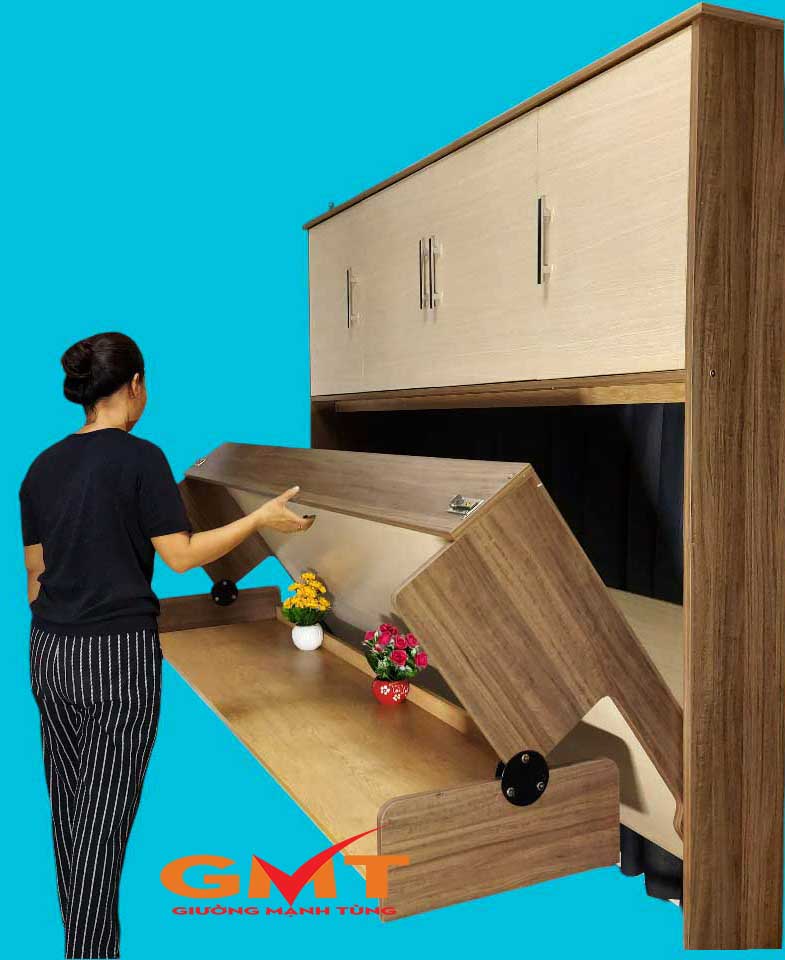 Giải pháp tiết kiệm diện tích với giường gấp kết hợp bàn làm việc