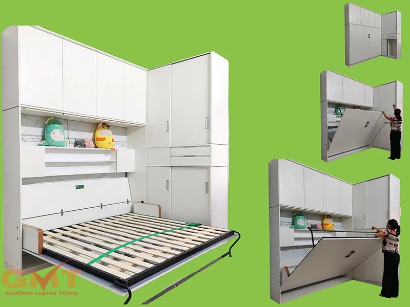 Mẫu giường gấp ngang đa năng phù hợp căn hộ studio và phòng nhỏ