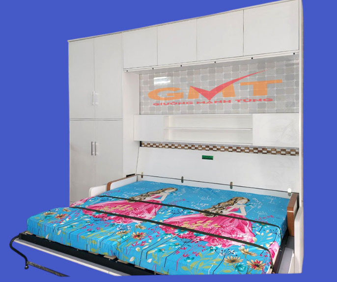 Giường thông minh gấp ngang 2 Giường thông minh gấp ngang thiết kế tối ưu cho phòng ngủ nhỏ